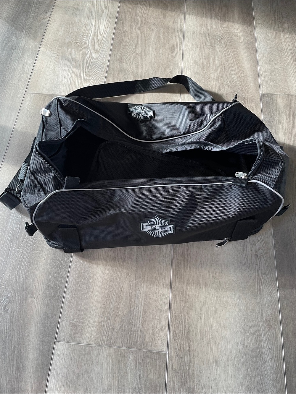 Harley-Davidson Black Duffel Bag with Motor Emblem